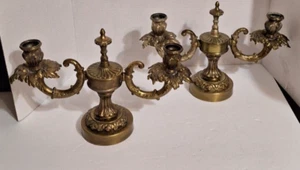 Pair Vintage Ornate Heavy Brass Candelabra 2 Candlestick Arms 13.5"x 9" Floral - Picture 1 of 10