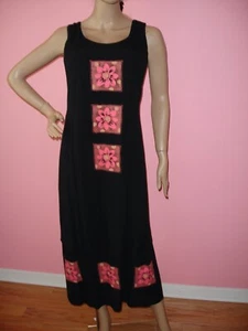 K Studio Teens Ladies SIZE 12 Floaty  Dress Black Pink Flowers Sleeveless - Picture 1 of 8