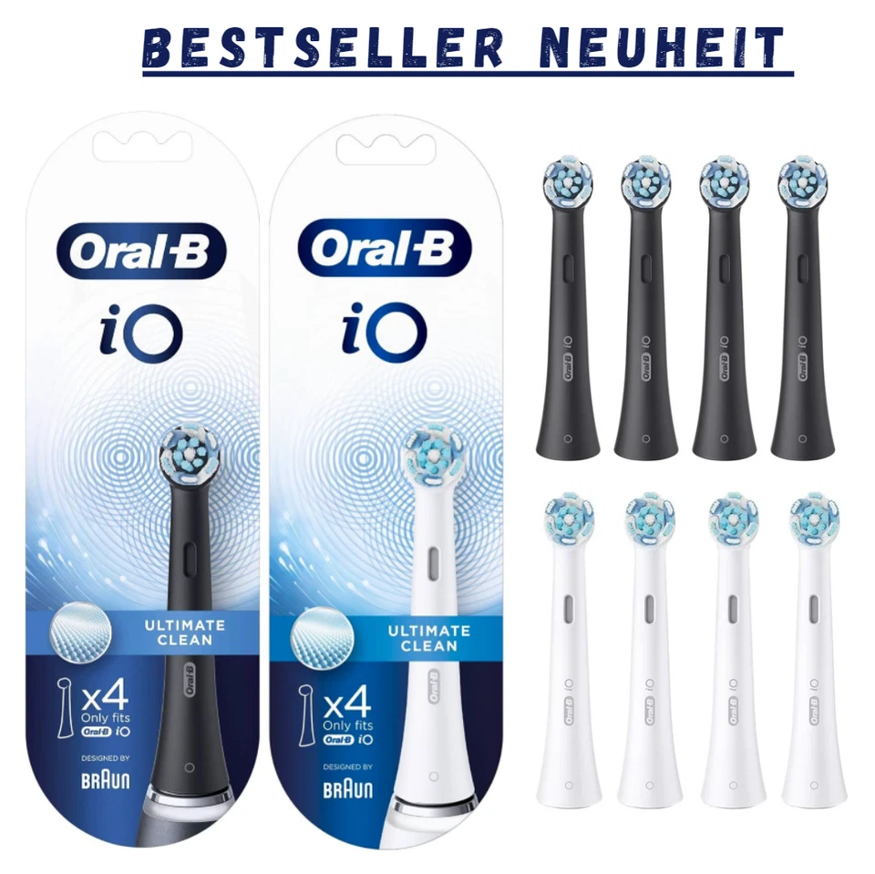 Oral-B iO Ultimative Clean Reinigung Aufsteckbürste - Schwarz/Weiß NEU okok