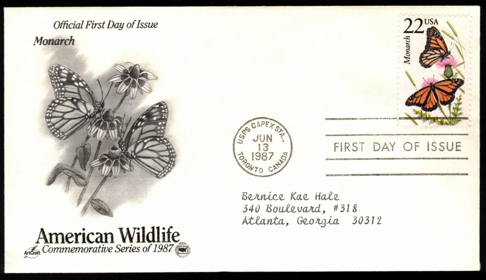 American Wildlife, Monarch Butterfly, 1st day issue-1987 - Image 1 of 1