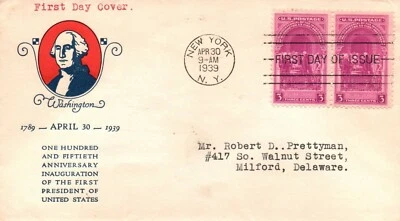 SC# 854 FDC - Washington Cachet - Pair - L32065 - Image 1 of 2