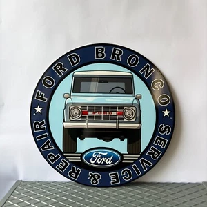 Letrero Ford Bronco - SERVICIO Y REPARACIÓN BRONCO - DISEÑO AUTOMÁTICO - VINTAGE - 19,7" (50 cm) - Imagen 1 de 11