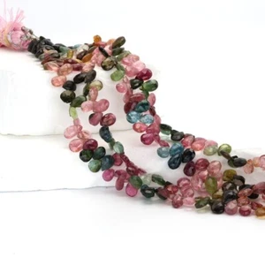 Multi Color Watermelon Tourmaline Faceted Pear Heart Shape Gemstone Beads 10Pcs - Picture 1 of 10