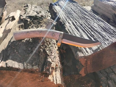 Handmade Custom Deer Antler Handle Knife with Sheath - Image 1 of 4