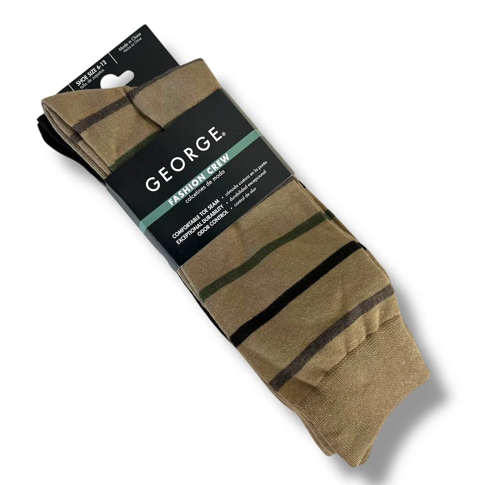 Nuevo 3 pares de calcetines de vestir informales para hombre George clásicos hierbas rayas talla 6-12 Foto 1 de 1