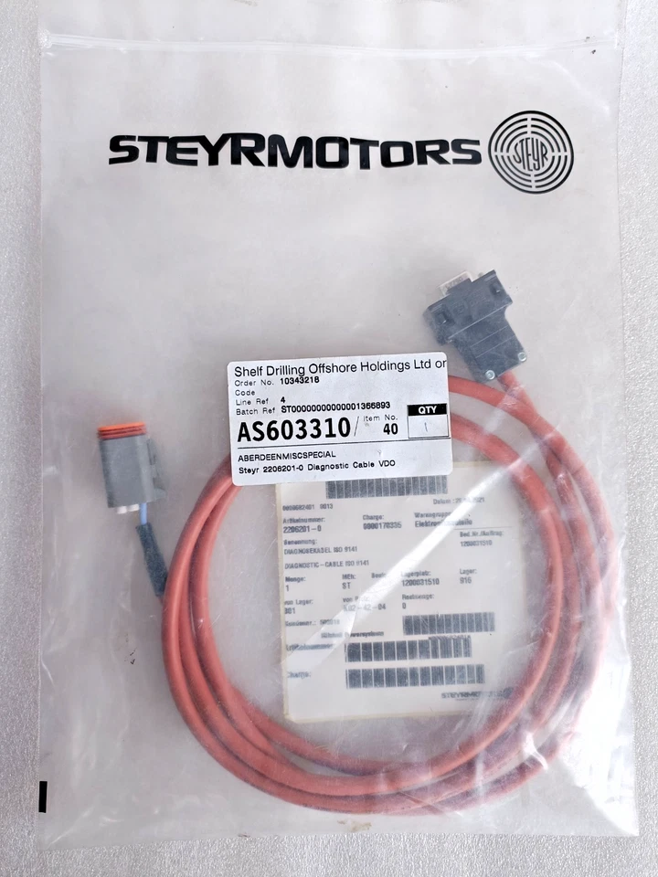 Steyr Motors 2206201/0 Diagnose Cable 2206201-0 102456 LDL23442 - Image 1 of 4