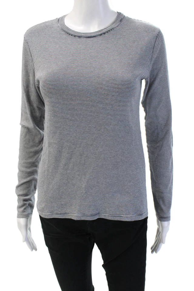 Camiseta de mujer Petit Bateau a rayas negra cuello redondo manga larga talla M Foto 1 de 4