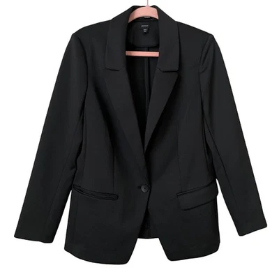 Express Blazer Womens Medium Black Supersoft Double Knit Preppy Academia Stretch - Изображение 1 из 4