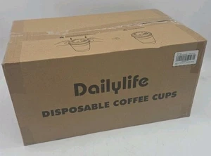 Dailylife 12 Unzen Einweg Kaffeebecher mit weißen Deckeln und Hüllen 100er Pack Box - Bild 1 von 4