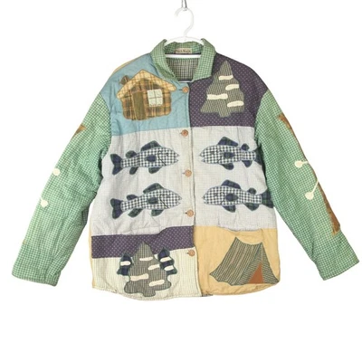 Chaqueta Edredón Reversible Patch Magic Group Talla M Abotonada Cottagecore De Colección Peces Foto 1 de 4