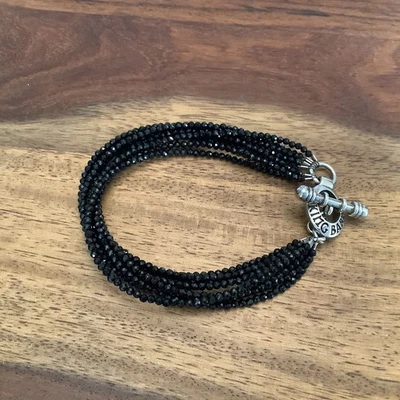 Brazalete King Baby Studio plata esterlina espinela negra 8 hilos con cuentas palanca Foto 1 de 4