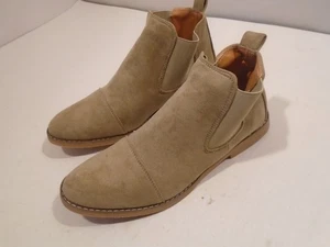Mens size 10 Pull On elastic sides Ankle Boots fabric beige rubber soles New - Picture 1 of 6