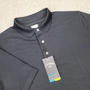 Callaway Golf Cooling Poloshirt Herren Medium Schwarz Kurzarm Opti Dri NEU - Bild 1 von 9