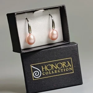 HONORA Ohrringe hellrosa Perlen Sterlingsilber Ohrhänger 925 zierlich - Bild 1 von 10