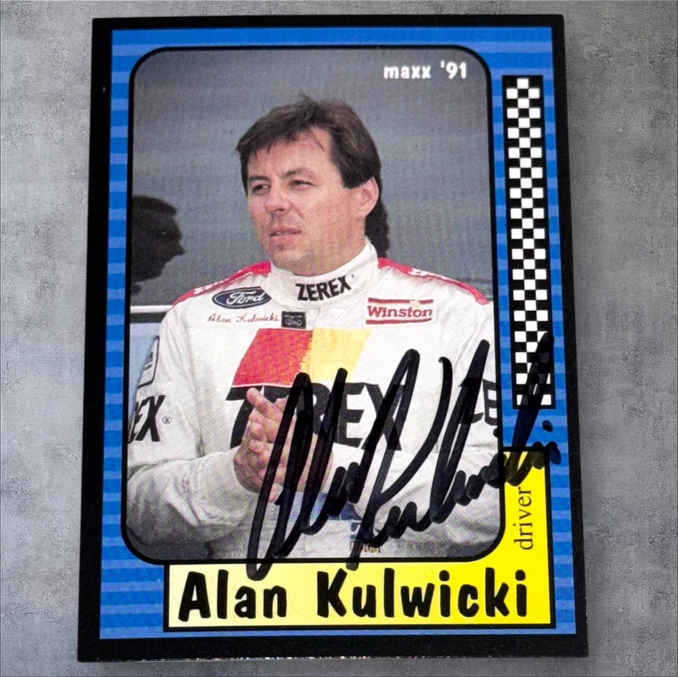 Alan Kulwicki VINTAGE NASCAR WINSTON CUP 1991 MAXX #7 ZEREX HOFer signed card - Image 1 of 1