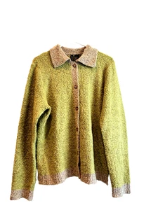 Vtg. JASON MAXWELL Wool Blend Cardigan Sweater Size L Collared Button Up - Picture 1 of 4
