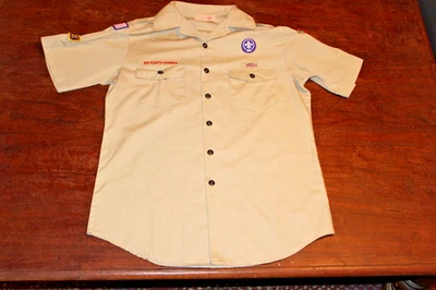 Boy Scouts of America BSA Men's Shirt Tan Medium Glued Patches Short Sleeve - Image 1 of 4