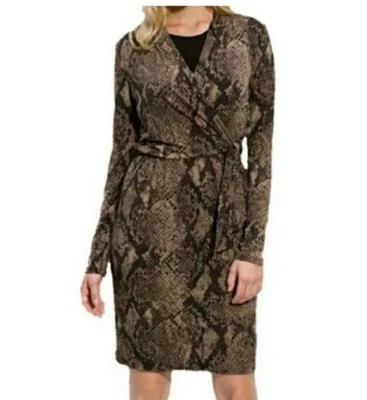 Vestido Tahari Mujer Marrón Negro 2X 2 X Elastizado Manga Larga Lavable Trabajo Carrera Foto 1 de 4