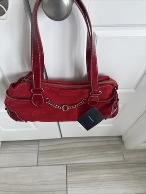 Cartera Praguel Nueva con Etiquetas Gamuza/Cuero Rojo Foto 1 de 4