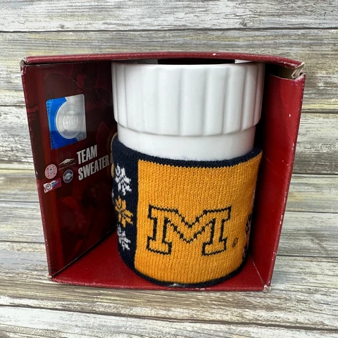 Michigan Wolverines Team Sweater Mug Forever Collectibles Coffee Cup Maize NCAA Cover