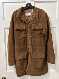 Men's Medium Timberland Genuine Leather Jacket Brown - Picture 1 of 8