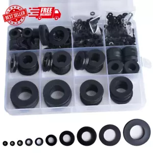 600Pcs 10 Sizes Nylon Flat Washers for Screws Bolts, round Black Plastic Washer - Picture 1 of 6