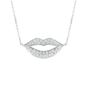 0,35 Karat natürlicher Diamant Lippen Halskette 14K Weißgold G SI 18 Zoll Kette - Bild 1 von 1