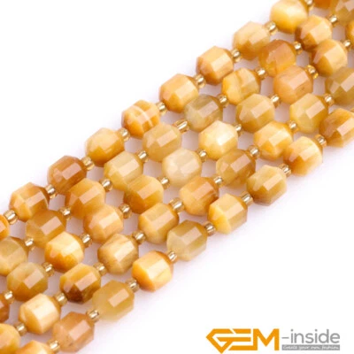 Cuentas facetadas a mano bicónicas con piedras preciosas ojo de tigre natural para hacer joyas 15" Foto 1 de 4