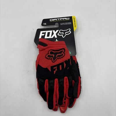 Fox Dirtpaw Youth Sports Performance Motocross Gloves Red Black - Image 1 of 4