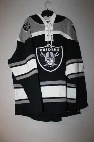 New NFL Oakland Raiders superior lacer old time mid weight cotton hoodie men M Cover