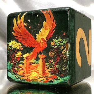 Perpetual Phoenix - Rise From Ashes - Backgammon Doubling Cube 36mm - Picture 1 of 9
