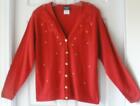 Southern Lady Womens Red Gold Ugly Christmas Holiday Cardigan Sweater Medium