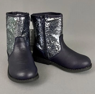 Carter Toddler Girls Mara Fashion Boots 9T Navy Blue with Glitter Panels New - Image 1 of 4