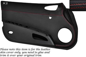 RED STITCHING 2X DOOR CARD LEATHER SKIN COVERS FITS NISSAN 350Z 2002-2005 - Picture 1 of 3