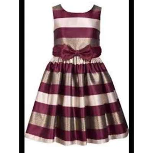 New Bonnie Jean Girl's 14  Holiday Christmas Gold Red Metallic Party Dress - Picture 1 of 6
