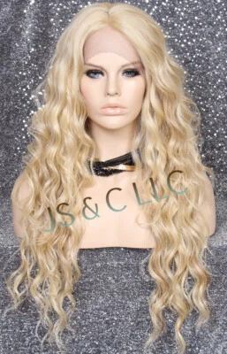 Peluca frontal de encaje completo mezcla cabello humano calor OK ondulado mono pt rubio mezclado RNX Foto 1 de 4