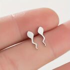 Stainless Steel Tadpole Stud Earrings Unique Punk Sperm Funny Couples Jewelry