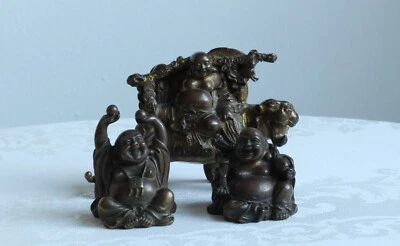 3 Buda de latón dorado antiguo Foto 1 de 4