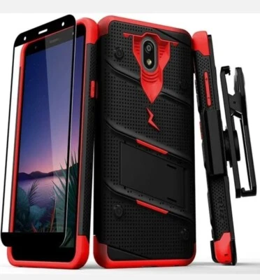 LG Escape Plus Zizo BOLT Series Holster / Kickstand Case + Tempered Glass - Image 1 of 3