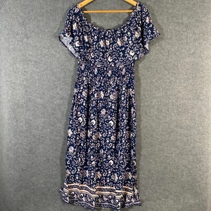 St. Frock Dress Womens 16 Blue A Line Coastal Midi Flowy Boho Gypsy Cocktail Z16 - Picture 1 of 11