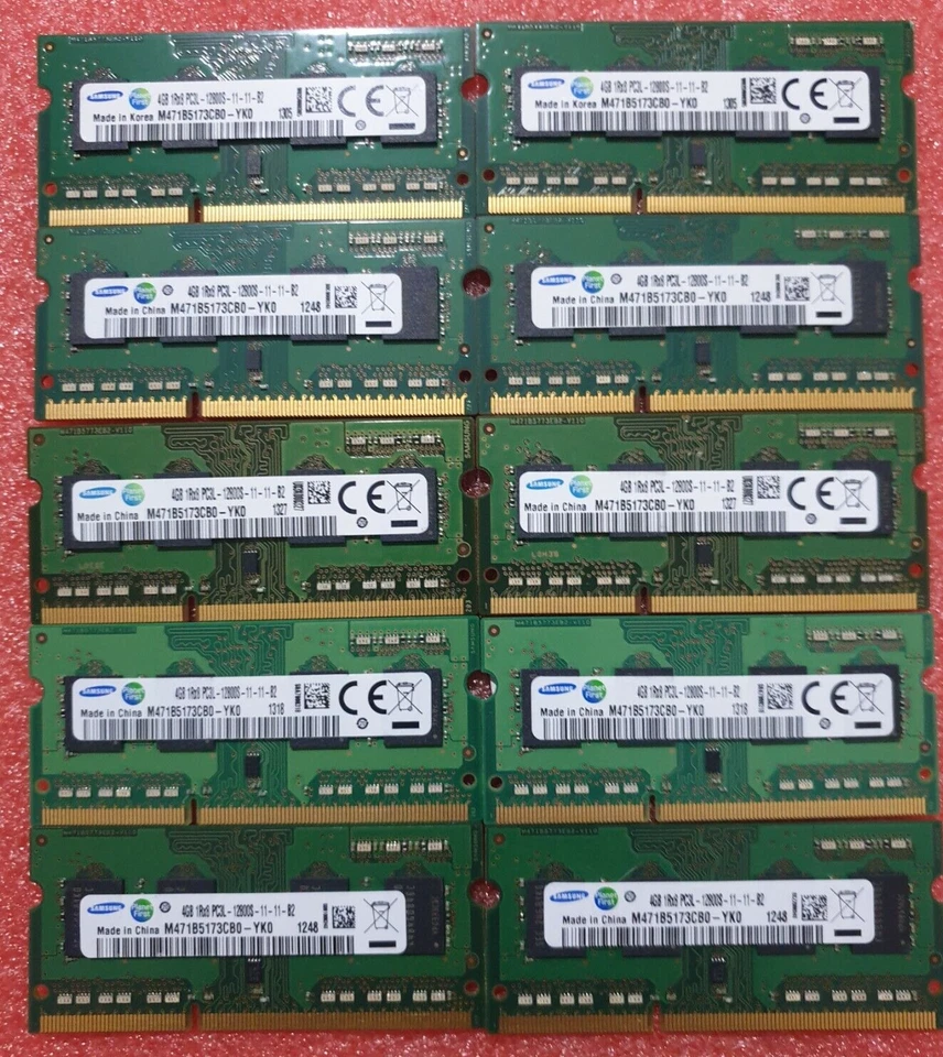 Samsung Job Lot 10x4GB DDR3 PC3L-12800S 1600MHz SODIMM Laptop RAM Memory  - Image 1 of 1