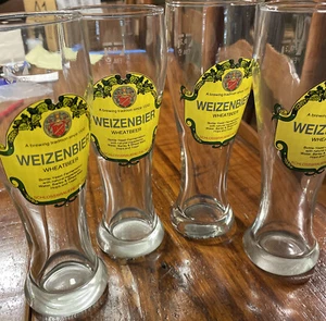 Weizenbier Wheatbeer Glasses - Set Of 4 Glasses - 8” Tall - Picture 1 of 2
