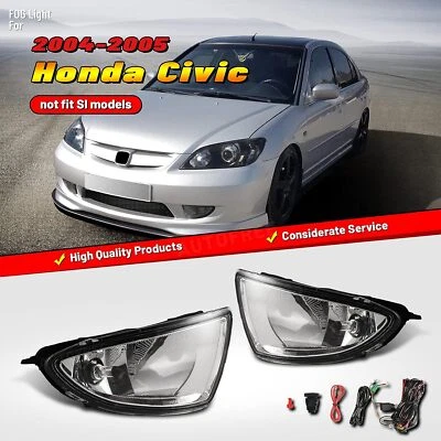 Luces antiniebla de parachoques transparentes para Honda Civic 2004-2005 lámpara de conducción izquierda+derecha Foto 1 de 4