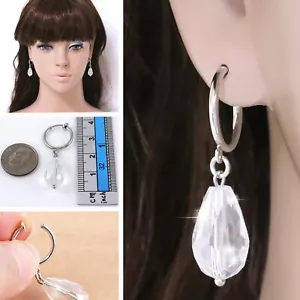 #E118C NON-PIERCING Spring CLIP-ON EARRINGS 1.7cm Teardrop look like pierced - Picture 1 of 10