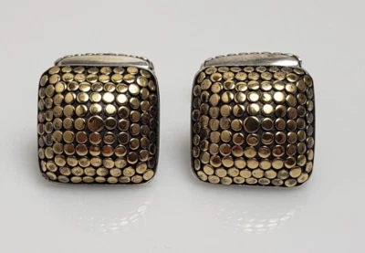Gemelos cuadrados John Hardy de plata de ley con puntos de oro amarillo de 18 k Foto 1 de 4