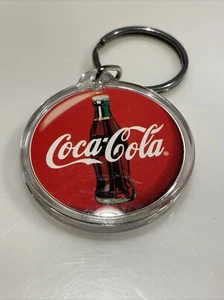 Coca-Cola Round Advertising Acrylic/Metal Key Ring Coke Soda Free-S - Picture 1 of 7