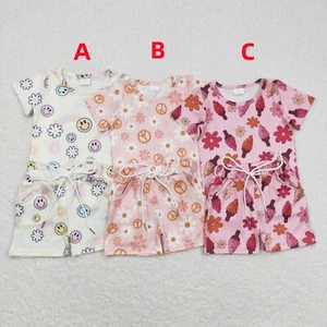 Summer Toddler Baby Girls Clothing Boutique Flower Top Shorts Set - Picture 1 of 8