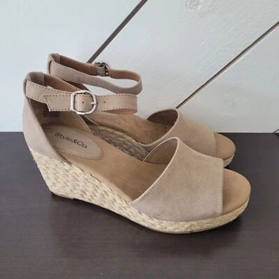 NEW Style & Co. Seleeneyf Womens 9.5M Light Taupe Platform Wedge Sandals - Image 1 of 4
