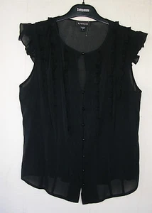 Bebe L Black Silk Cap Sleeve Top NWOT - Picture 1 of 3