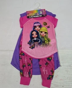 NWT Rainbow High 3 Piece Pajama Set Nightshirt Top Pants Size 4 Pink/Purple AM12 - Picture 1 of 5